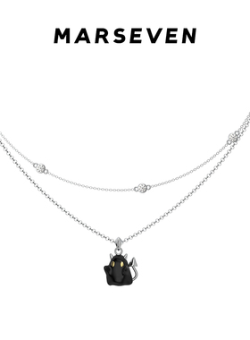 MARSEVEN 黑蜘蛛mini小幽灵项链S925银简约锁骨链小众原创设计