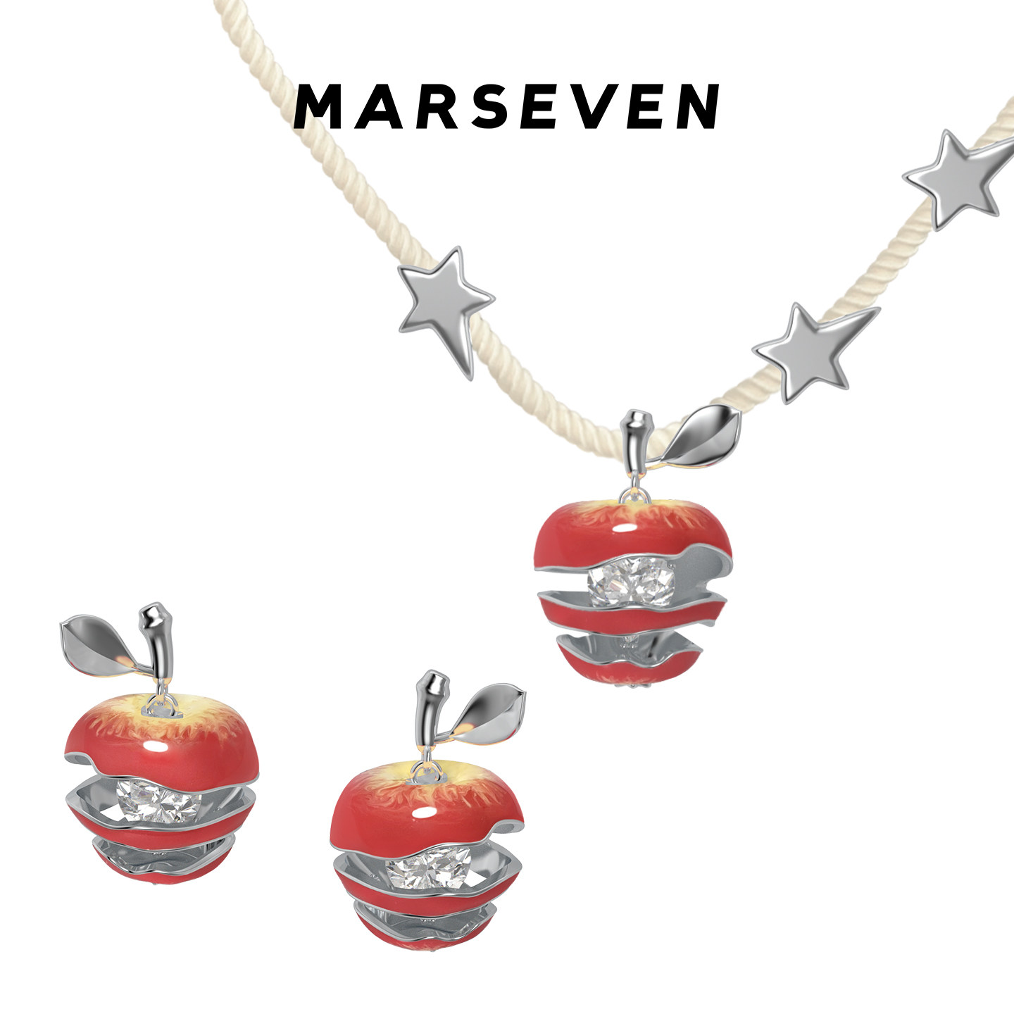 MARSEVEN 闪光派对系列脆苹果铃铛个性甜美创意耳钉/项链套组2026