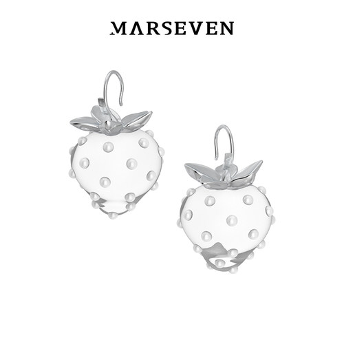 MARSEVEN野餐系列透明草莓耳钉