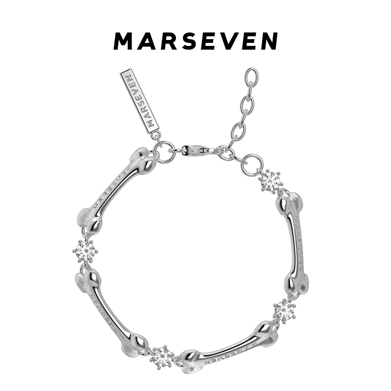 MARSEVEN 黑白小狗系列骨头钻钻手链原创设计精致百搭时尚饰品
