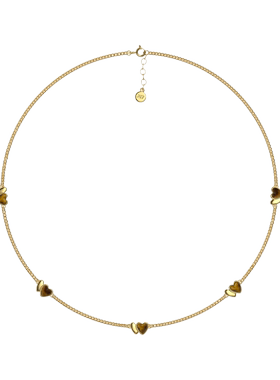 MARSEVEN 闪光的心2系列虎纹石双爱心项链S925银原创时尚锁骨链