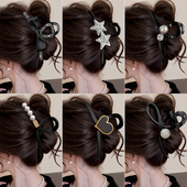 黑色抓夹女大号高级感发量大鲨鱼夹2025新款 高端发夹后脑勺头饰