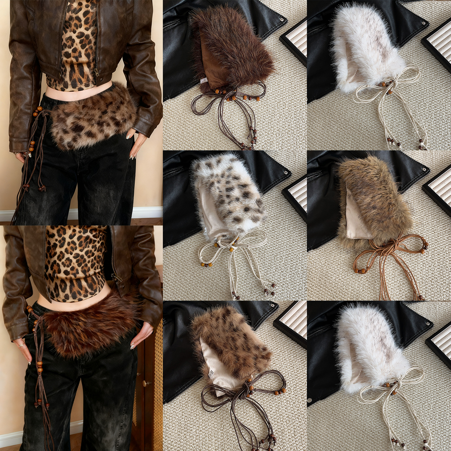 秋冬复古毛毛流苏腰带女