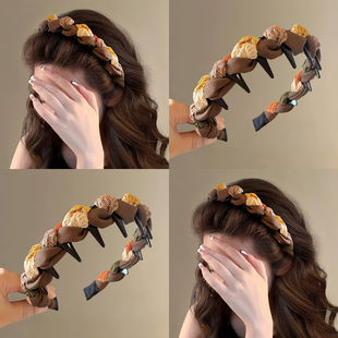 秋冬高颅顶防滑缠绕齿梳发箍女款 高级感头箍压发发卡头饰 2025新款