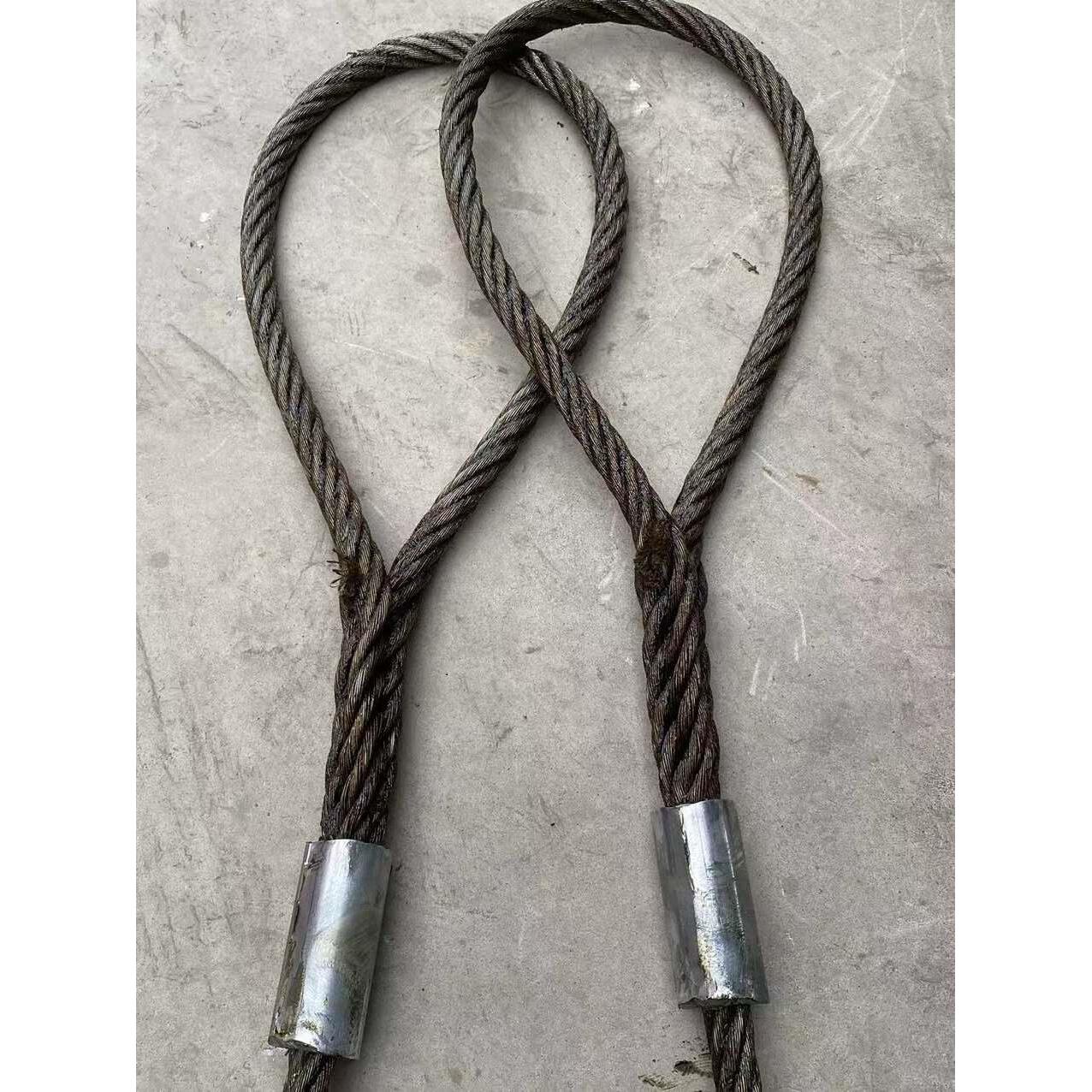手工插编加压制钢丝绳双扣大规格起重吊装32mm36mm39mm43mm吊索具