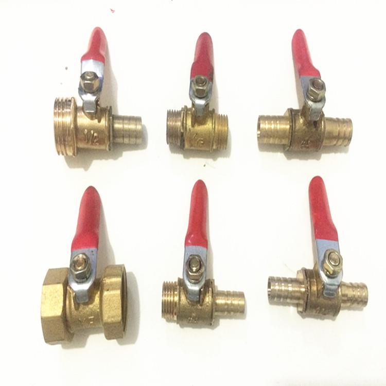 包邮红柄小球阀 双头插 8 10 阀门开关3分4分内外丝放水放气水管
