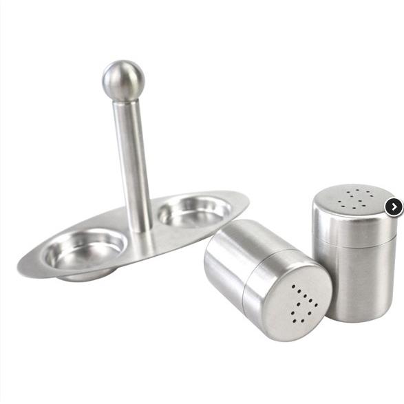 精品 304不锈钢调味罐套装 调味罐调料瓶盒罐2味 加厚组合 带底座