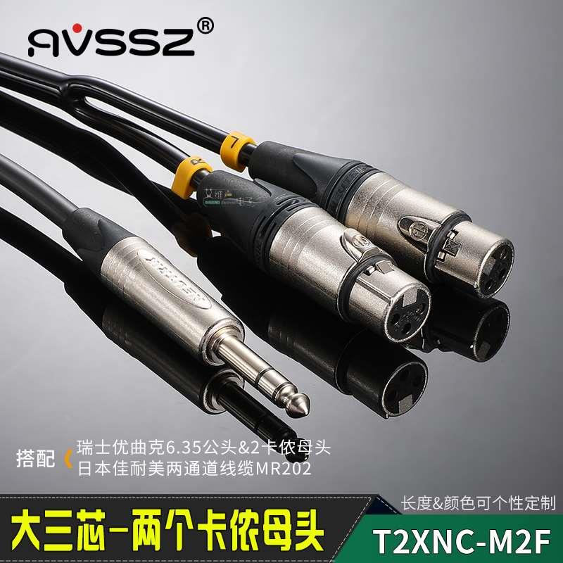 canare佳耐美一分二转换线MR202纽曲克NC3FXX卡农母对接线6.5