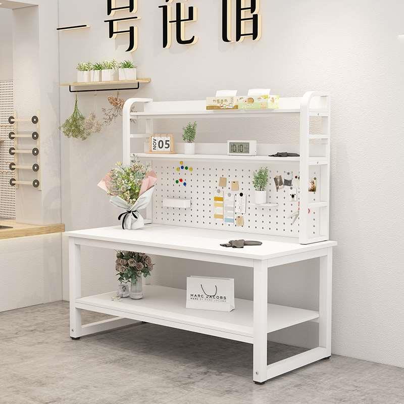 花店工作台打包桌仓库快递打包台电子服装厂裁剪台操作桌带置物架