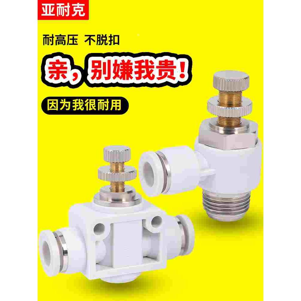 节流阀气动可调速SL4*6/8-M5/01/02气缸单向调节限流气管快速接头
