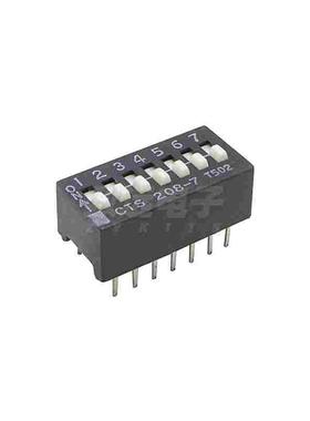 进口美国CTS 208-7编码开关7位7P档位拨码开关2.54直插DIP黑色14P