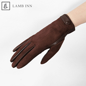 女士保暖头层山羊皮反绒怀旧手套女款 软皮加长中款 2025冬老钱复古