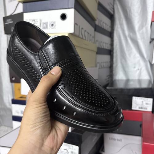 6361品牌尾货撤柜男皮鞋平底一脚蹬头层牛皮聚氨酯轻泡鞋底男爸
