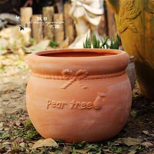 人气外贸新品地面红陶陶瓷田园乡村绿萝多肉陶盆细质花盆大圆罐