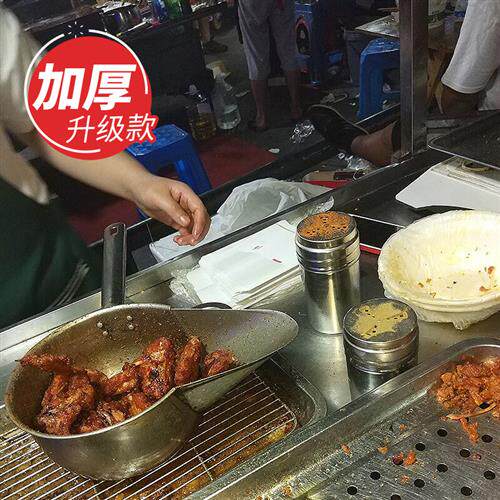 加厚大号不锈钢鸭嘴瓢打包勺薯条铲鸡柳搅拌盆鸡鸡排商用套装食品