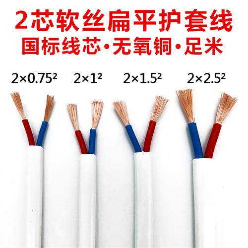 国标电线家用二芯护套线白色RVVB2芯1.5 2.5平方铜芯家用电线软线