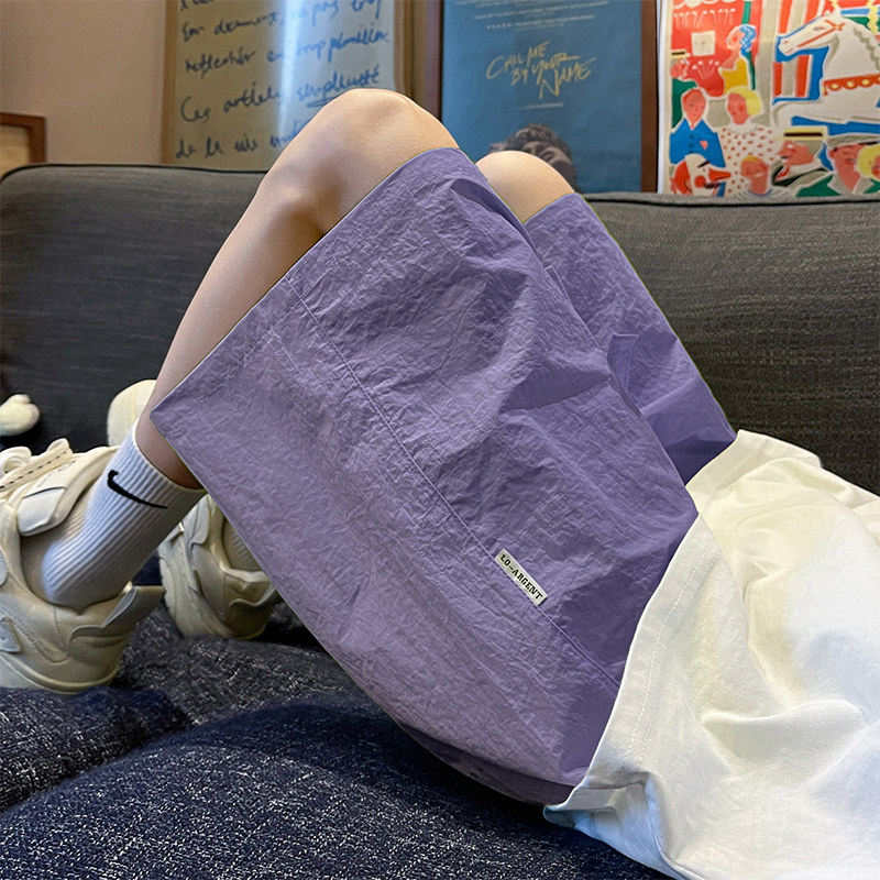 夏季多巴胺冰丝短裤女薄款沙滩大裤衩小众设计感火龙果色五分裤子,男装,休闲裤,淘宝优惠券,粉丝福利购,淘宝优惠卷