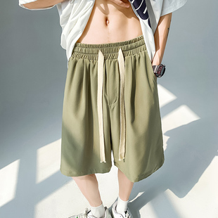 胖子大码 薄款 外穿裤 衩速干休闲中裤 冰丝沙滩短裤 运动五分裤 男夏季