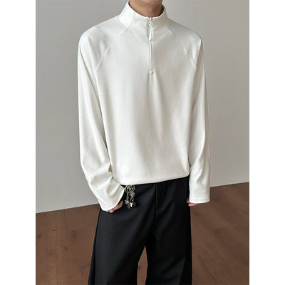 美式半拉链德绒打底衫男秋冬cleanfit运动卫衣内搭半高领长袖t恤