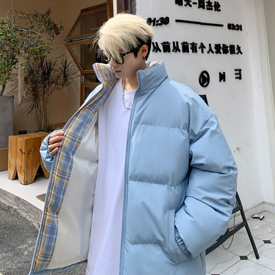 格纹内里立领面包棉服男士秋冬季新款加厚羽绒棉袄子男生棉衣外套