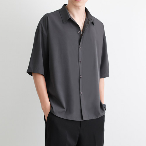 冰丝日系ins高级感痞帅短袖衬衫