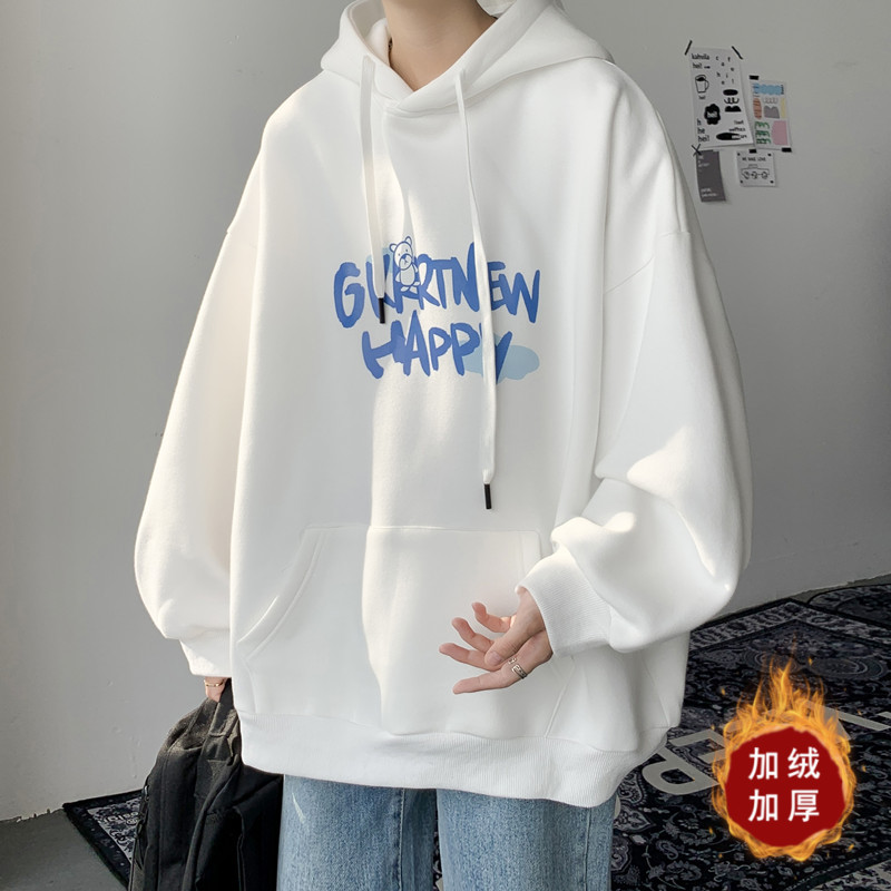 2021新款卫衣男连帽宽松潮流百搭秋冬款加绒ins男生外套chic港风