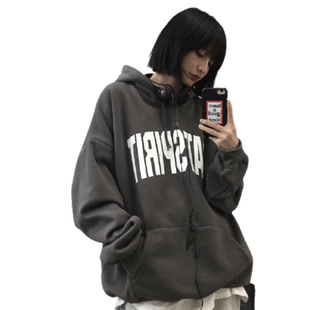 美式oversize卫衣男高街潮牌hiphop炸街vintage外套roora情侣秋装