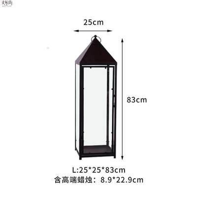 简约现代高端铁艺落地风灯摆件户外防风烛台装饰酒店样大厅庭院