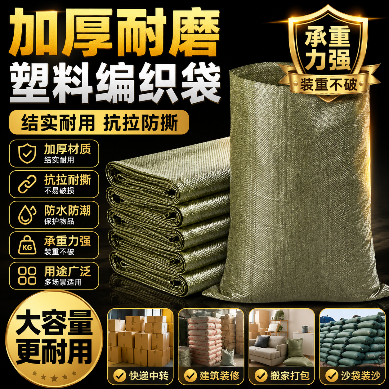 塑料编织袋蛇皮袋快递中转袋物流搬家打包袋建筑装修沙袋