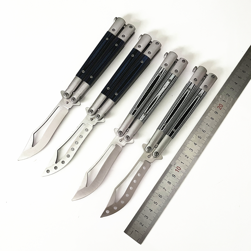 全钢蝴蝶刀练习刀甩刀未开刃G10贴片蝴蝶折叠刀花式刀儿童玩具
