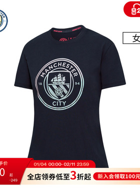曼城女子足球文化系列徽标LOGOT恤个性徽标印花短袖