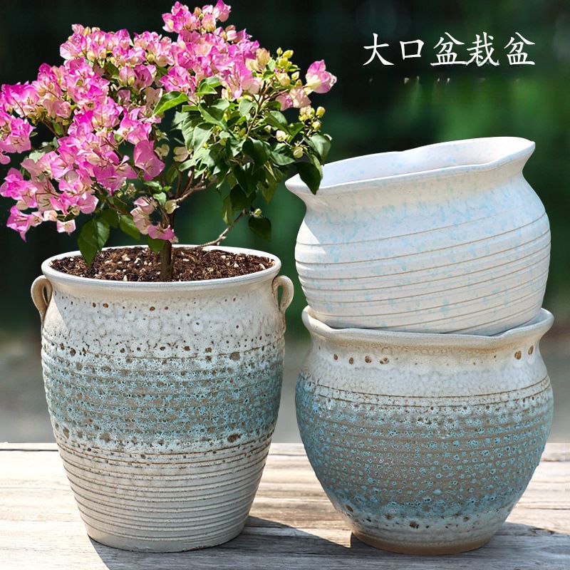 大号大口径花盆家用法师月季盆栽三角梅花盆陶瓷透气多肉花盆包邮