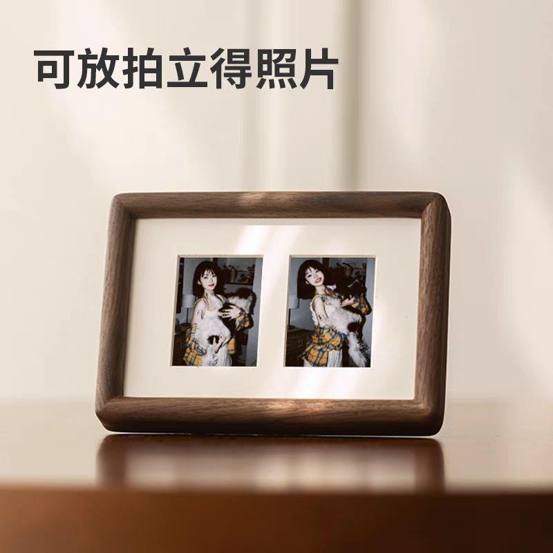 简约迷你相框摆台小卡组合情侣立得创意照片实木相片diy中式