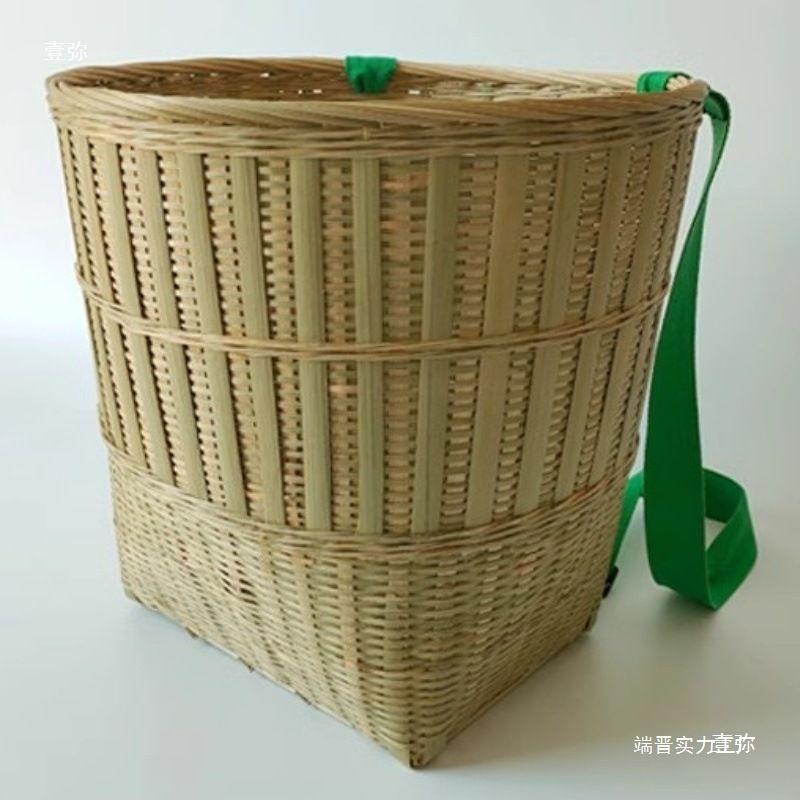 竹编背篓小号大号背篼道具竹篓编织收纳筐买菜背篓双肩竹编采茶篓