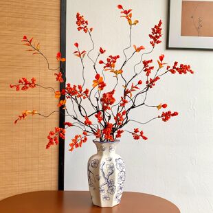 ?年宵花发财果红果花假花摆设客厅搬家新居礼物结婚装饰品摆