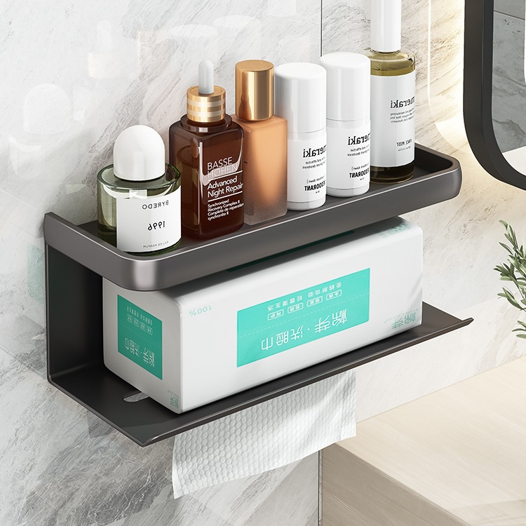 一次性洗脸巾收纳盒壁挂式免打孔防尘化妆棉置物架卫生间双层壁挂