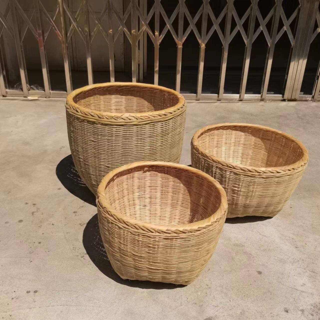 手工竹编筐弄农家乐大竹筐篓子超市饭店展示收纳箩筐晒茶叶竹篮筐
