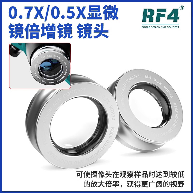 RF4双目/三目电子显微镜专用辅助物镜0.5X 0.7X显微镜倍增镜镜头