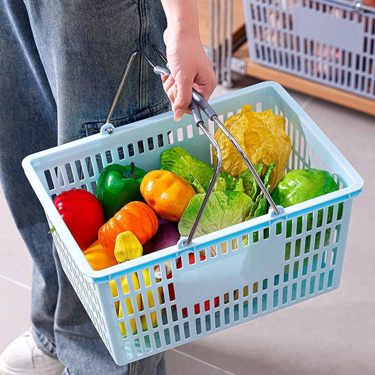 购物篮超市便利店手提篮水果篮子收纳野餐篮菜篮子手提洗澡篮塑料