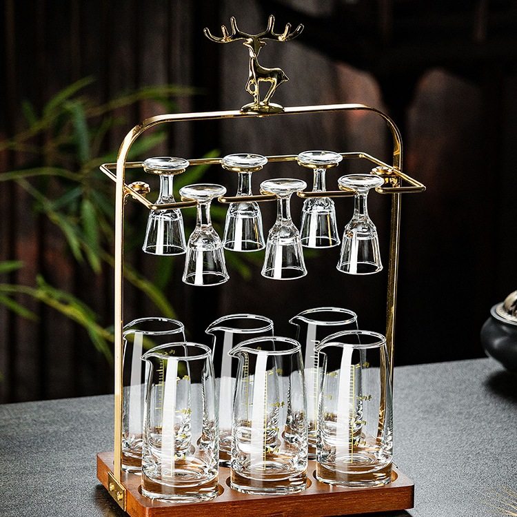 家用新款二两分酒器白酒杯套装小酒杯一口杯饭店酒盅带刻度烈酒杯