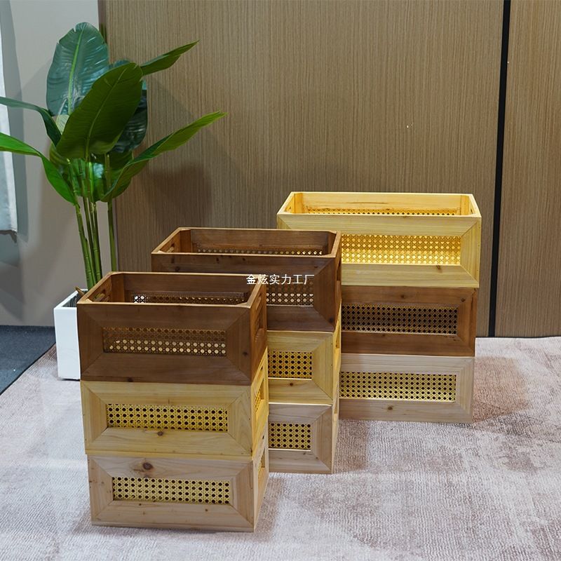 装饰道具水果收纳箱木框橱窗超市木箱储物箱复古实木小木箱子