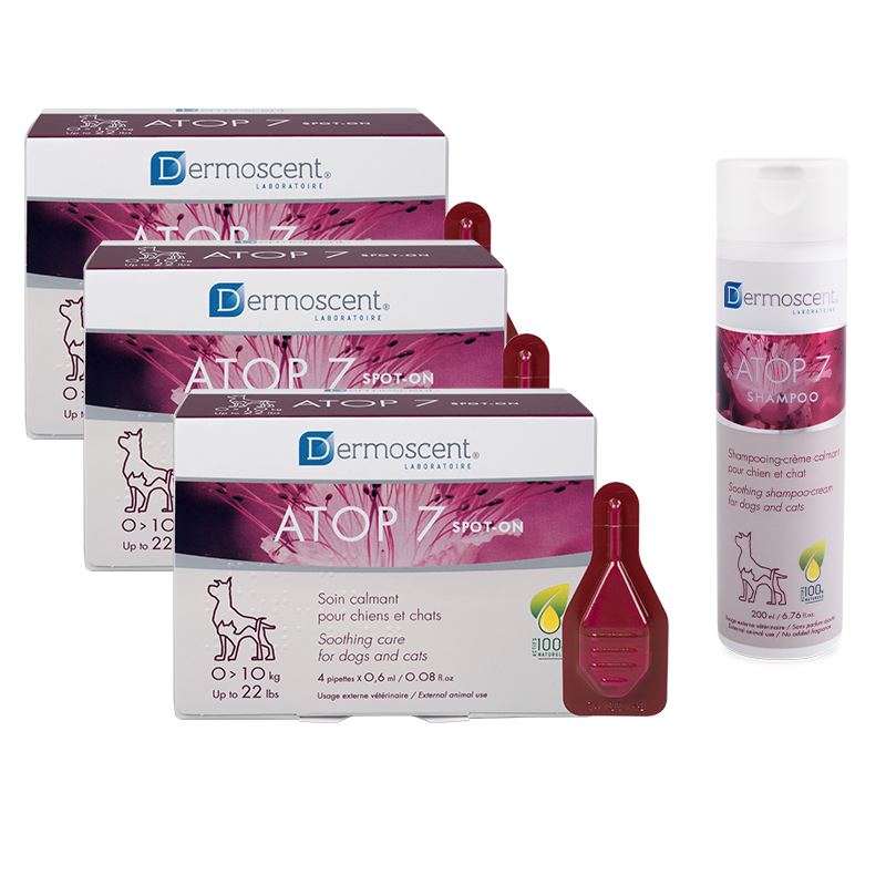 3盒*扑敏7号滴剂10-20kg犬猫用缓和宠物皮肤外用量贩装+扑敏香波