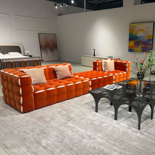 2025工厂奶油风爆浆L型沙发别墅客厅轻奢巧克力爆米花布艺沙发