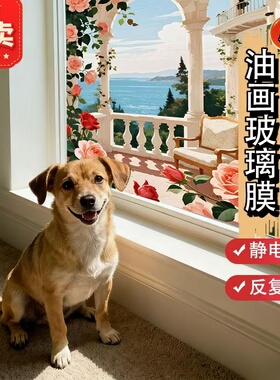 磨砂油画风格客厅卫生间玻璃贴膜