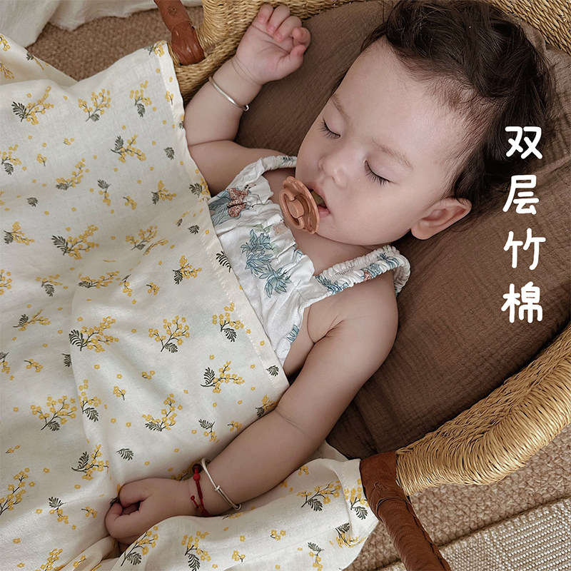 蓓茵可婴儿被子空调被竹棉盖毯双层薄款四季小薄被午睡包单毯子