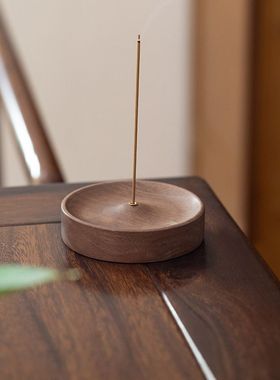 适用黑胡桃家用线香底座实木线香炉茶道禅意香插檀香沉香香a1798