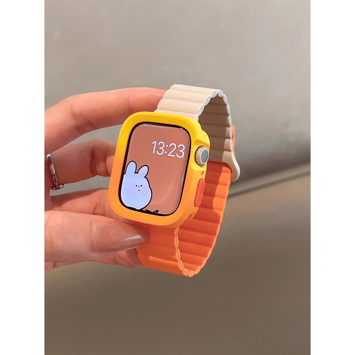 ins适用Applewatch10/9新撞色磁吸硅胶表带苹果手表876543运动se2