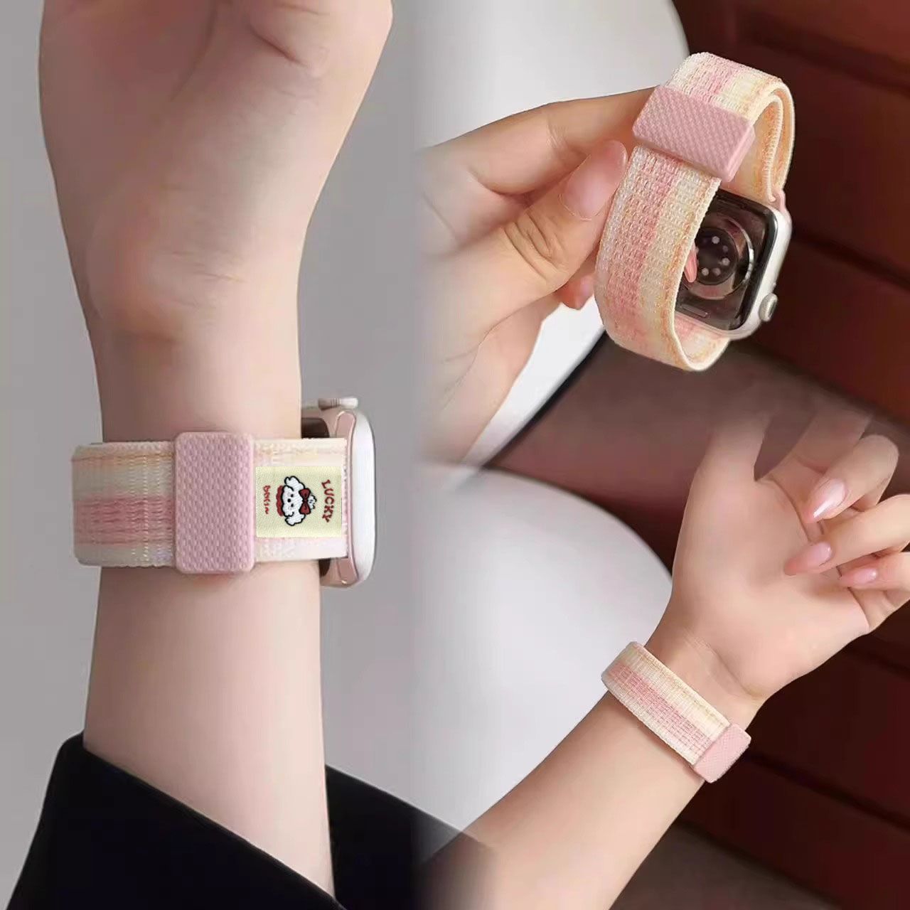 适用iwatchS10表带苹果小狗s9/8/7代applewatch6磁吸尼龙回环表带