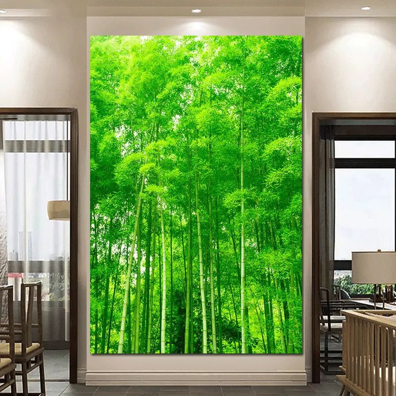 竹报平安绿色竹林自粘墙贴画客厅卧室书房茶室直播背景装饰贴纸画