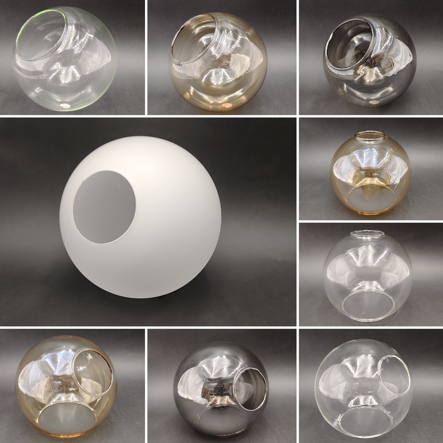 魔豆吊灯奶白磨砂圆形灯罩茶色透明色双口单口玻璃球形外壳罩配件